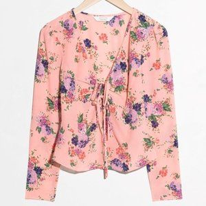 Anthro & Other Stories Tie Up Silk floral top 6